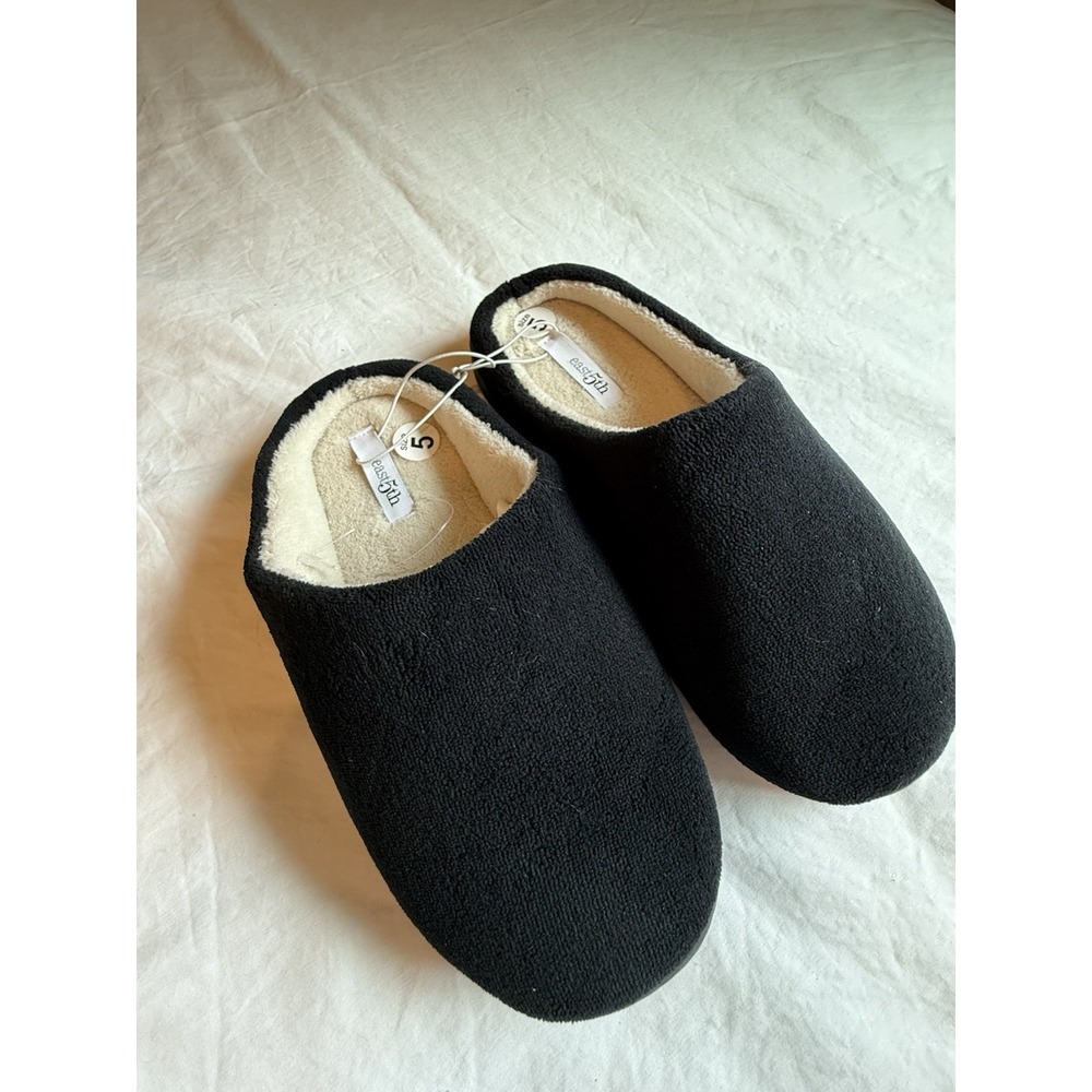 East 5th Women's Black Memory Foam Slippers Size 5 NWT Indoor Outdoor